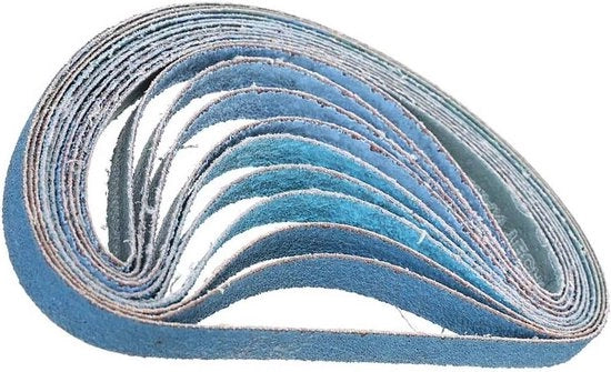 Set di cinghie abrasive metalliche - Sfregiatore per strumenti elettrici - Pacchetto da 10 pezzi 80 Grits Blu.