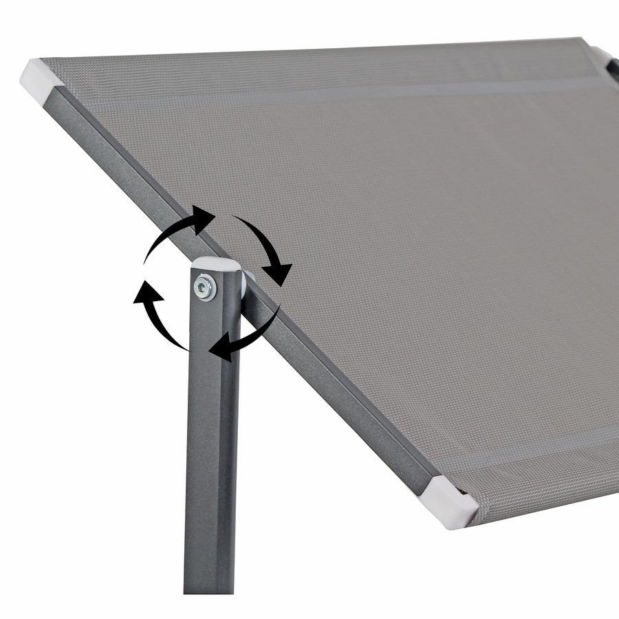 Lettino Prendisole da Giardino 181x60xH39 cm in alluminio grigio Bagnino