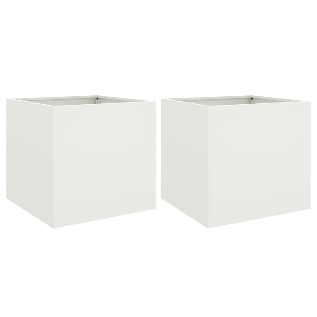 Fioriere 2 pz Bianche 49x47x46 cm in Acciaio