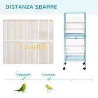 Gabbia per Uccelli 2 in 1 Voliera da Interni con 4 Ruote e Vassoi Estraibili, 51.5x50x140cm