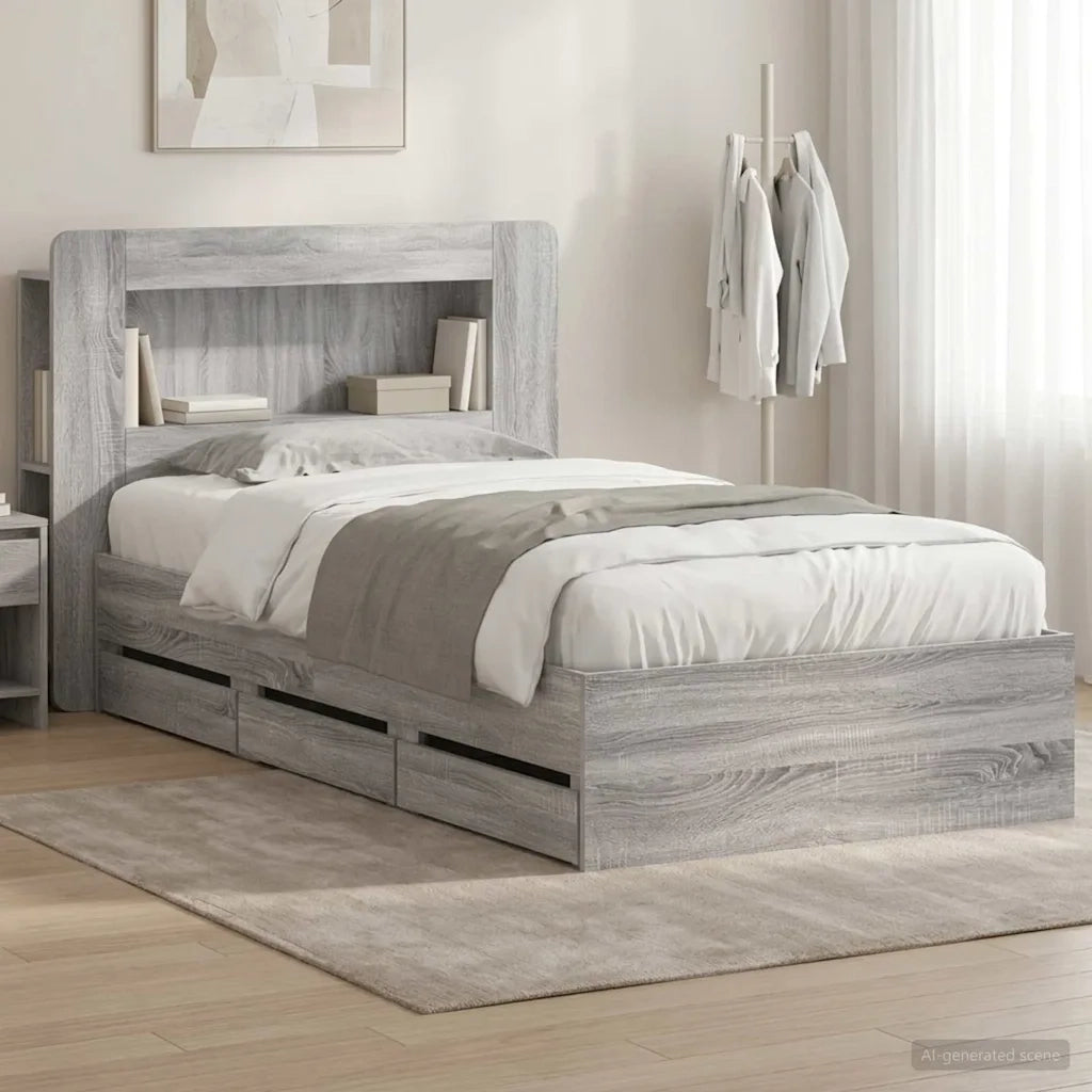 Telaio del letto con storage Sonoma grigio 90 x 200 cm