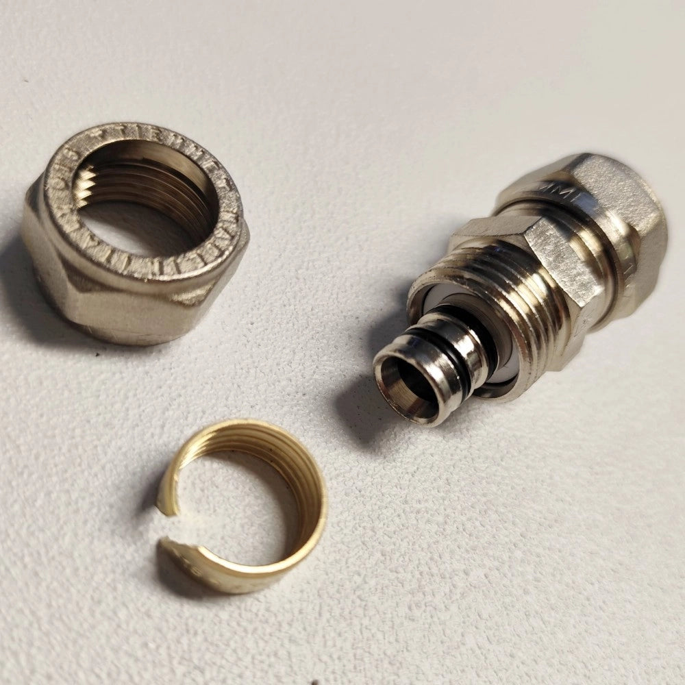 Raccordo 26x26mm diritto doppio manicotto a stringere per tubo multistrato