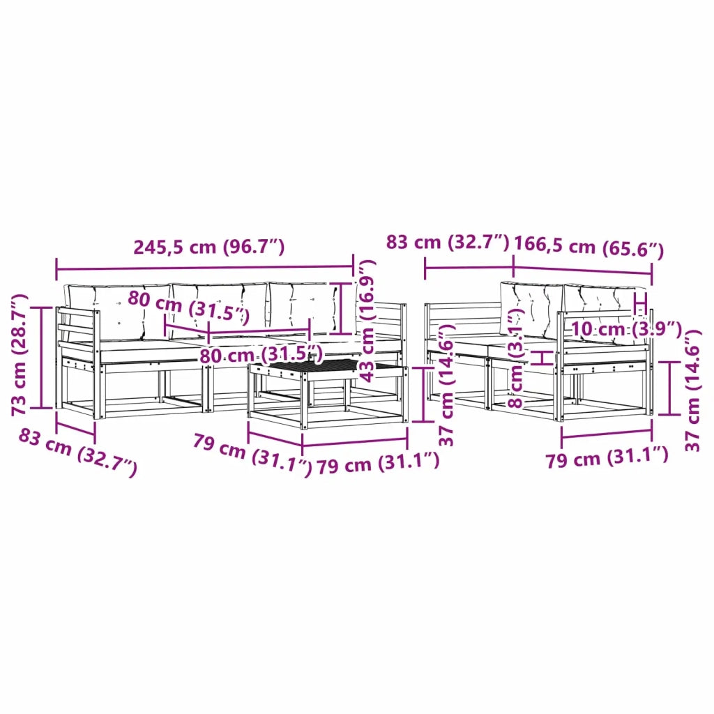 Set di divani da esterno 6 pz Bianco e Grigio Chiaro 3386045