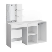 Vicco Tavolo da toeletta Bianco 140 cm con illuminazione LED e armadio