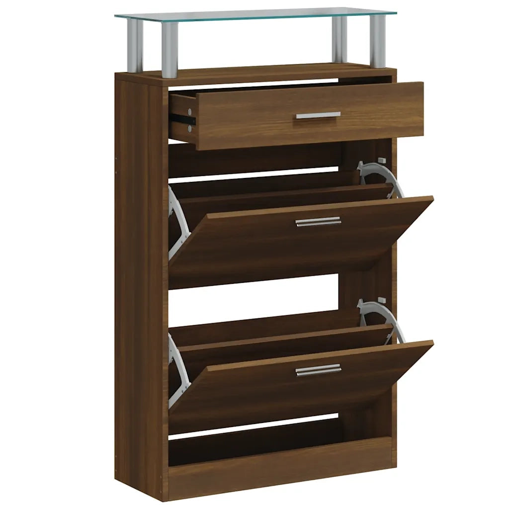 Scarpiera Rovere Marrone 63x24x104 cm in Legno Multistrato