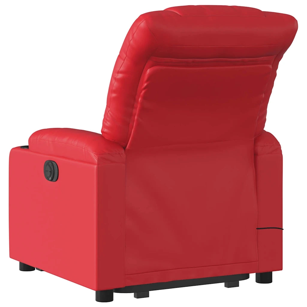 Poltrona Alzapersona Reclinabile Massaggio Rosso in Similpelle 3206611
