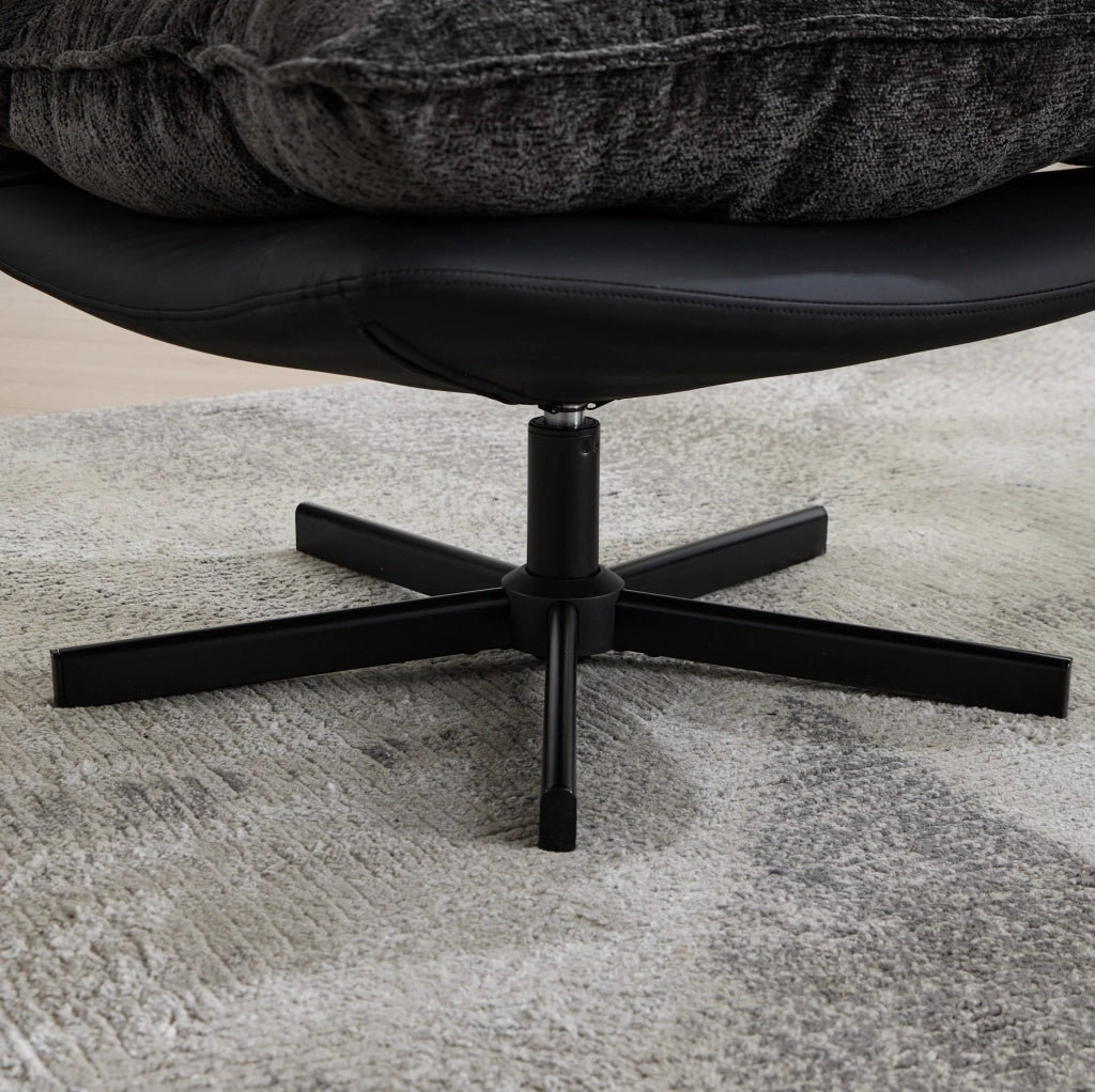 Poltrona relax girevole grigio scuro con schienale regolabile