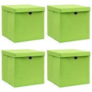 Scatole con Coperchi 4 pz Verdi 32x32x32 cm in Tessuto cod mxl 49301
