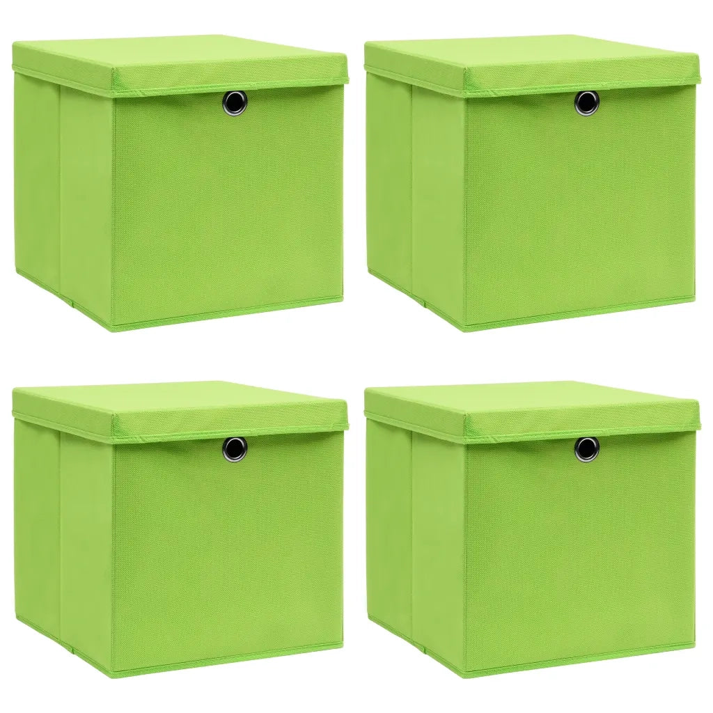 Scatole con Coperchi 4 pz Verdi 32x32x32 cm in Tessuto cod mxl 49301