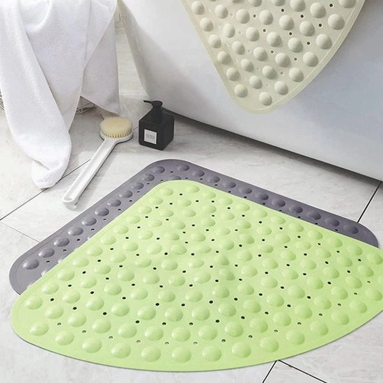 Mat di gomma per angoli - Mat per doccia antiscivolo quadrata - Mat antibatterico - Attacchi per gomma - Mat per doccia - Mat per doccia - 54 x 54 cm - Verde