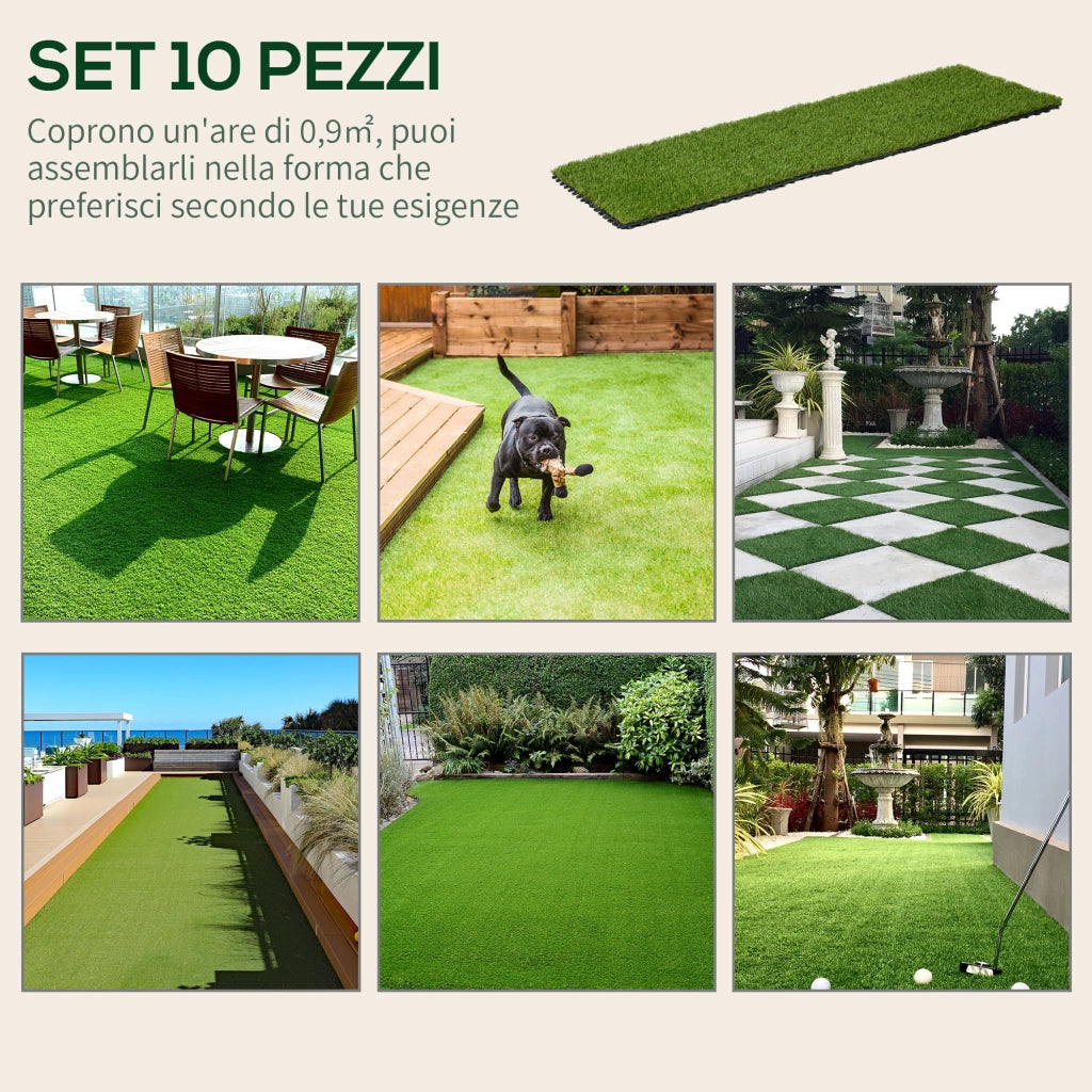 Piastrelle Erba Sintetica Giardino 30x30cm ¨C Xylo ¨C Verde 10 Pezzi