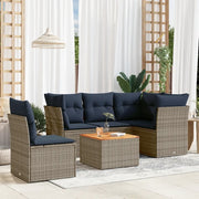 Set Divani da Giardino 6 pz con Cuscini Grigio in Polyrattan