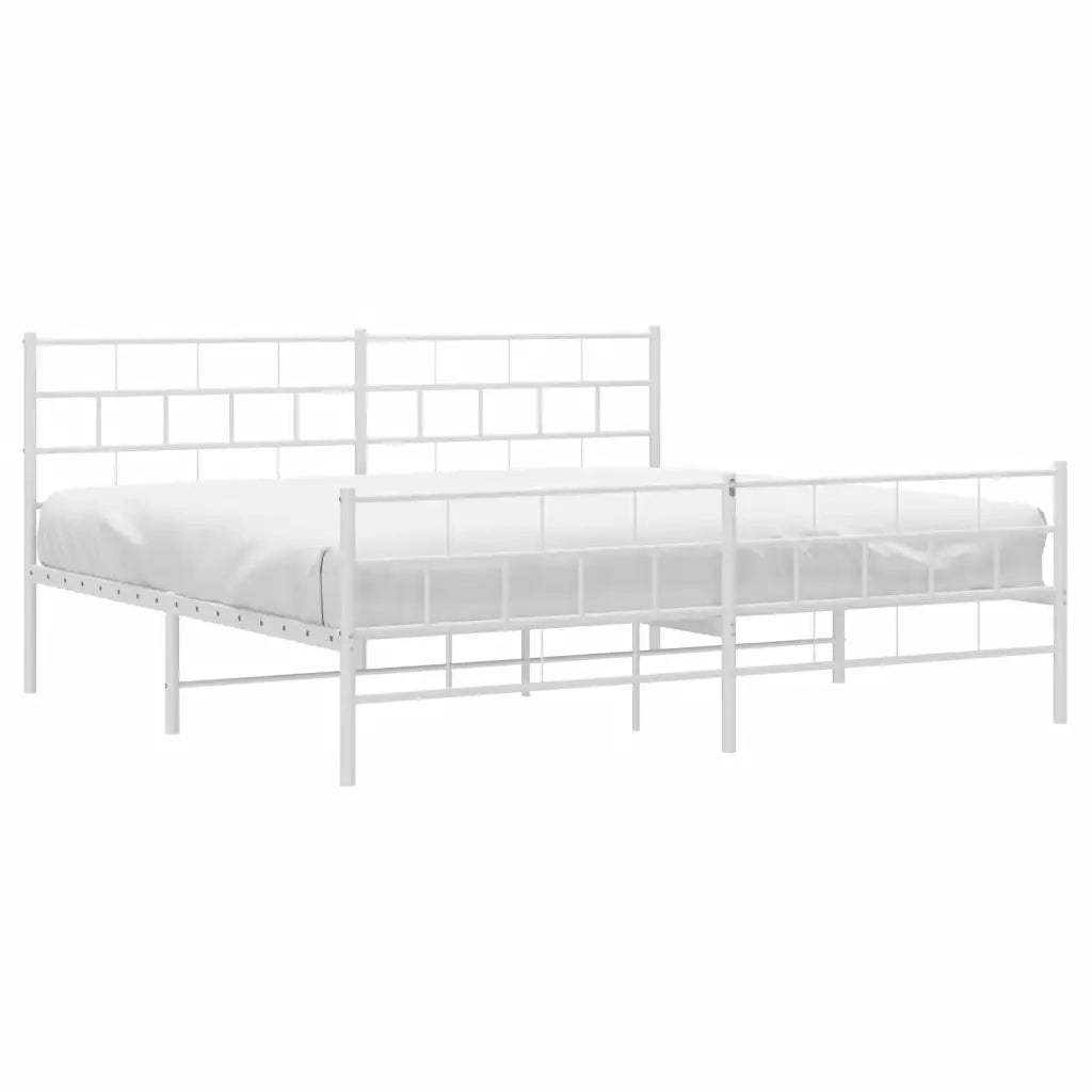 Giroletto con Testiera e Pediera-Struttura Letto Metallo Bianco 200x200 cm 854547