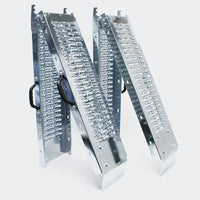 Set di 2 rampe di carico pieghevoli multiuso binario di collisione in acciaio zincato 180 x 22,5 cm fino a 400 kg grigio 3416096