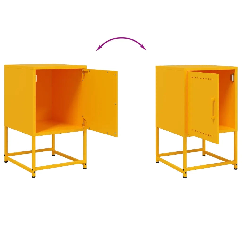 Comodino-Tavolino da notte Giallo Senape 36x39x60,5 cm in Acciaio 846126