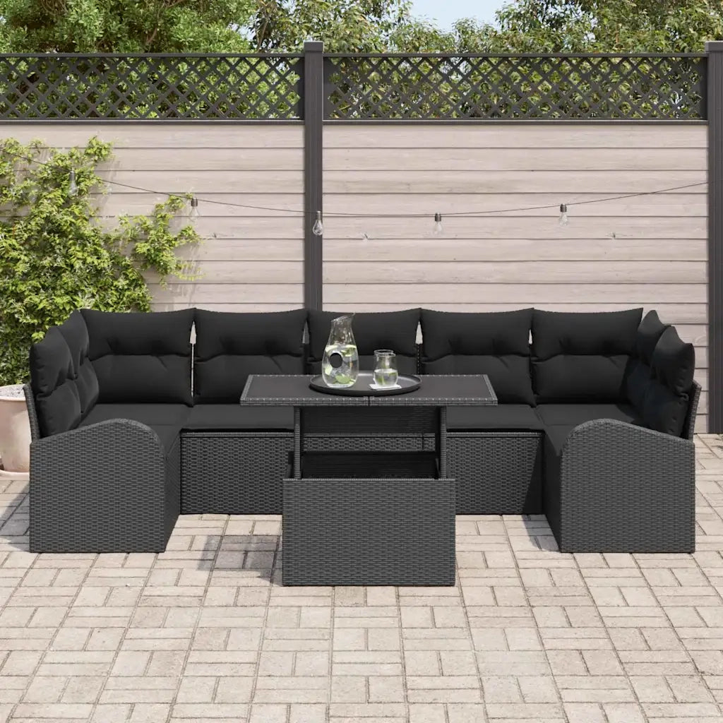 Set Divano da Giardino 8 pcs Nero Rattan in Polipropilene 3357336