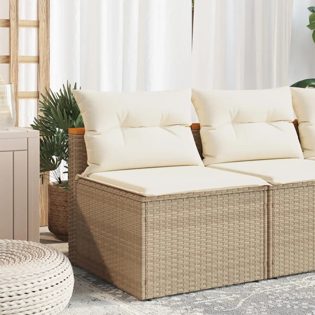 Divani Giardino Senza Braccioli con Cuscini 2 Beige Polyrattancod mxl 91198