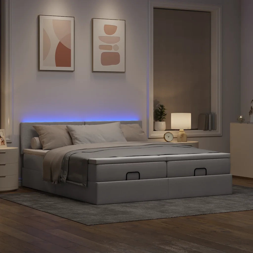 Struttura Letto Pouf con Materassi Tortora 180x200cm in Tessuto 3312826