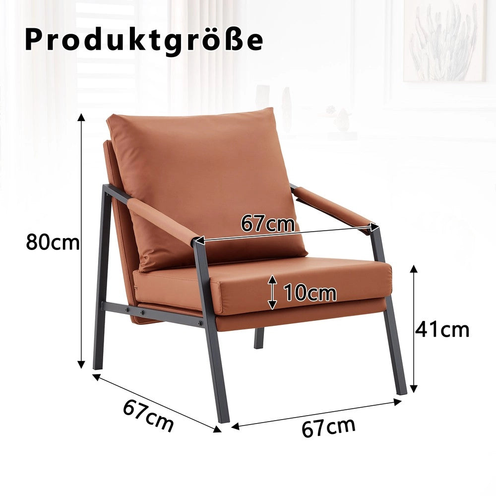 Poltrona in similpelle ¨C Minimal ¨C Marrone struttura metallo nera