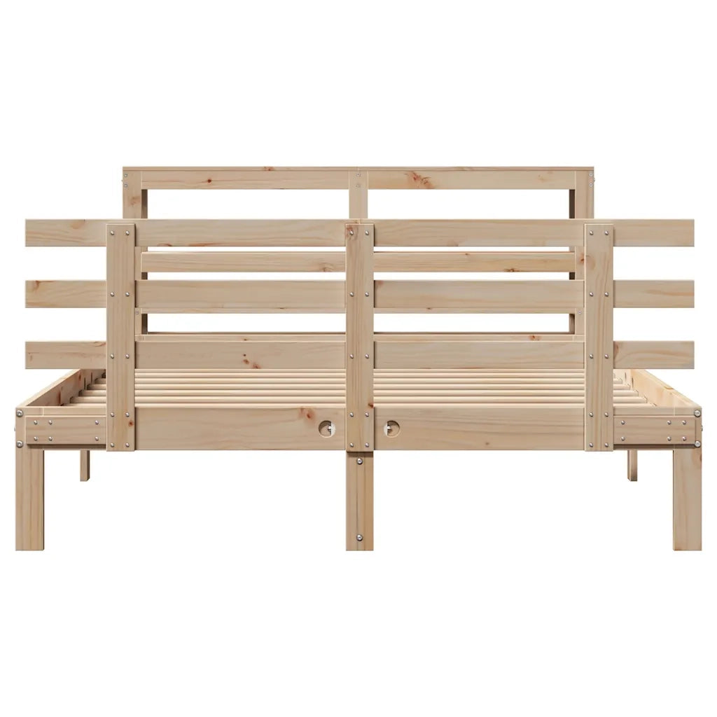 Giroletto con Testiera 140x190 cm in Legno Massello di Pino 3306104