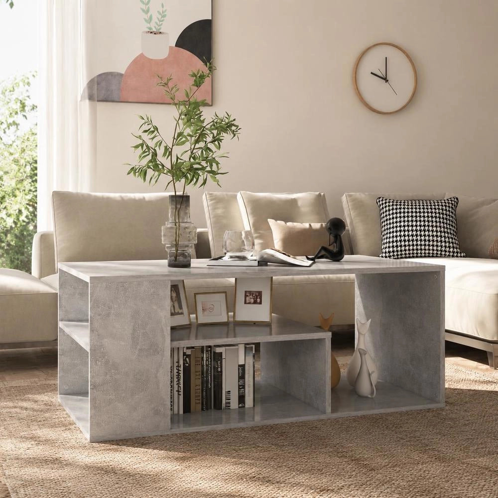 Coffee Table Concrete Grey 100x50x40 Cm Wood Material