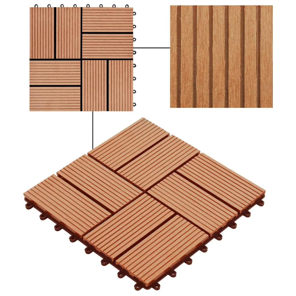 Piastrella per Decking 22 pz Teak riciclato 30 x 30 cm WPC CFW4393792