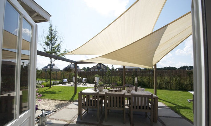 AIO FACTORY Vela ombreggiante impermeabile 3x3x3m Beige - Soluzione per ombrelloni da giardino