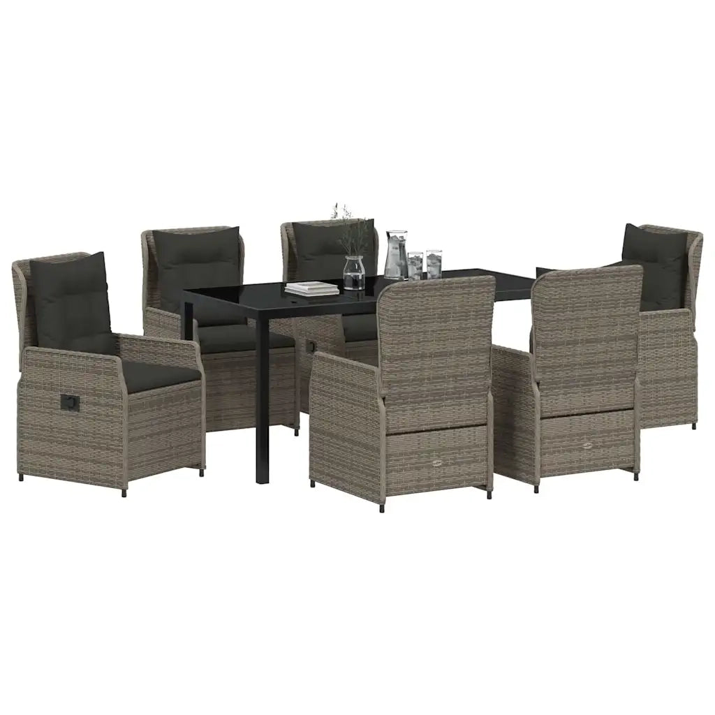 Set da Pranzo per Giardino 7 pcs Grigio polyrattan 3380957