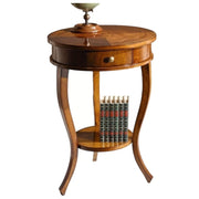 Tavolino rotondo legno intarsiato bassano 50x50x73 - Mobili 2G