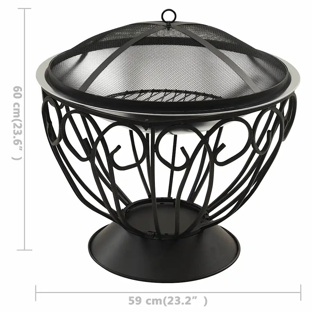 Braciere e Barbecue 2in1 e Attizzatoio 59x59x60 cm Acciaio Inox cod mxl 59387