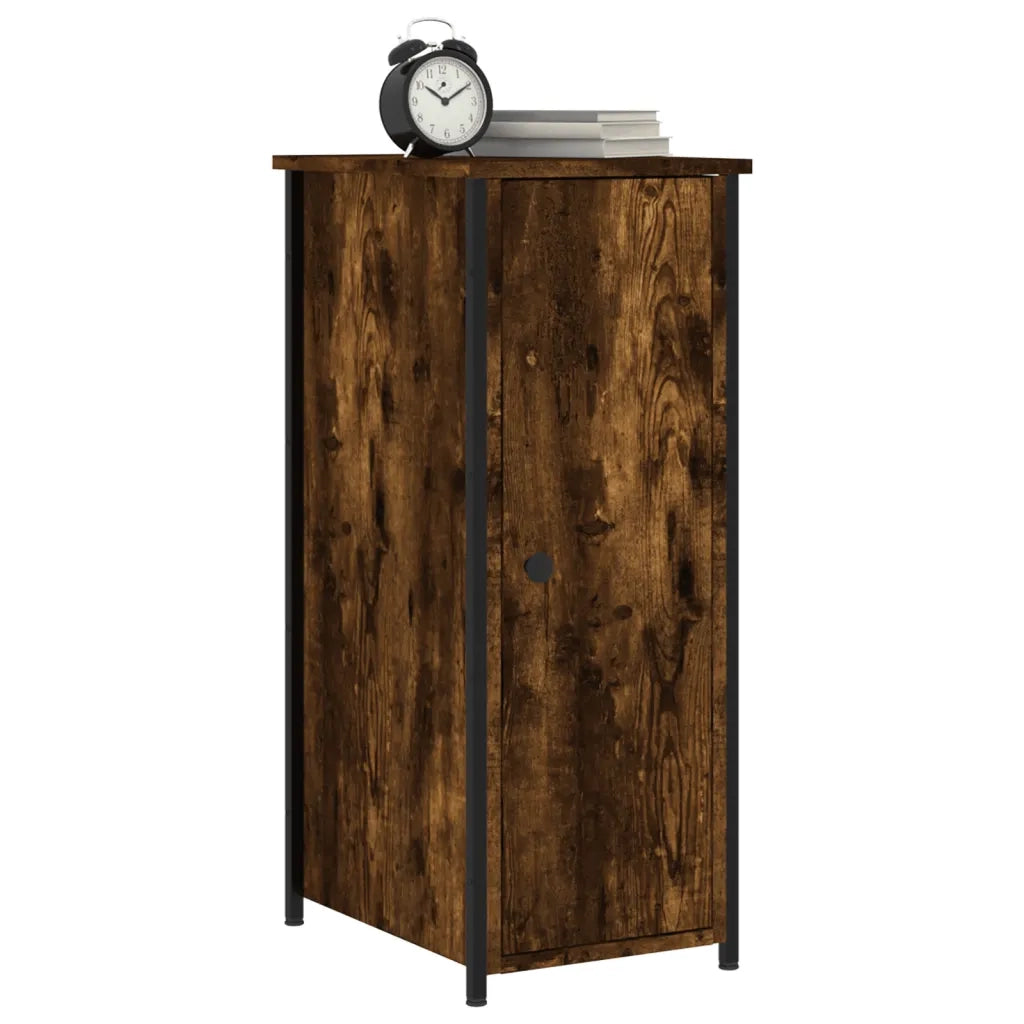 Comodino | Armadio da Notte | Mobiletto da notte Rovere Fumo 32x42x80 cm in Legno Multistrato