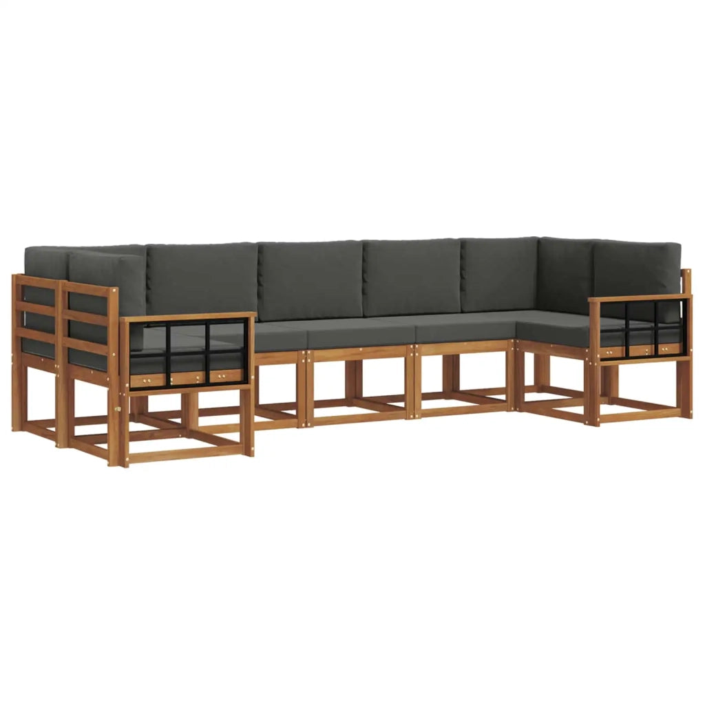 Set di divani da esterno con cuscino 7 pcs Naturale e Antracite