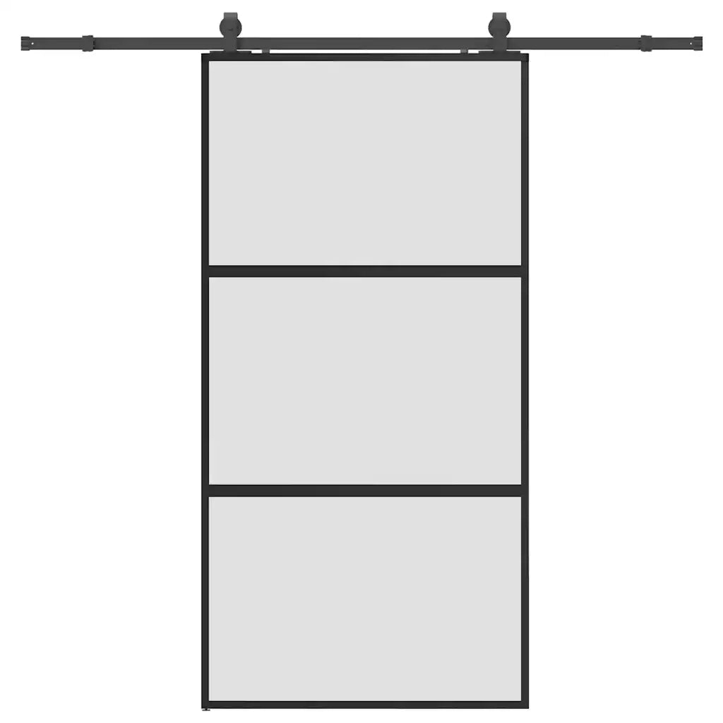 Porta Scorrevole Ferramenta Nera 102,5x205 cm Vetro Temperato 3375956