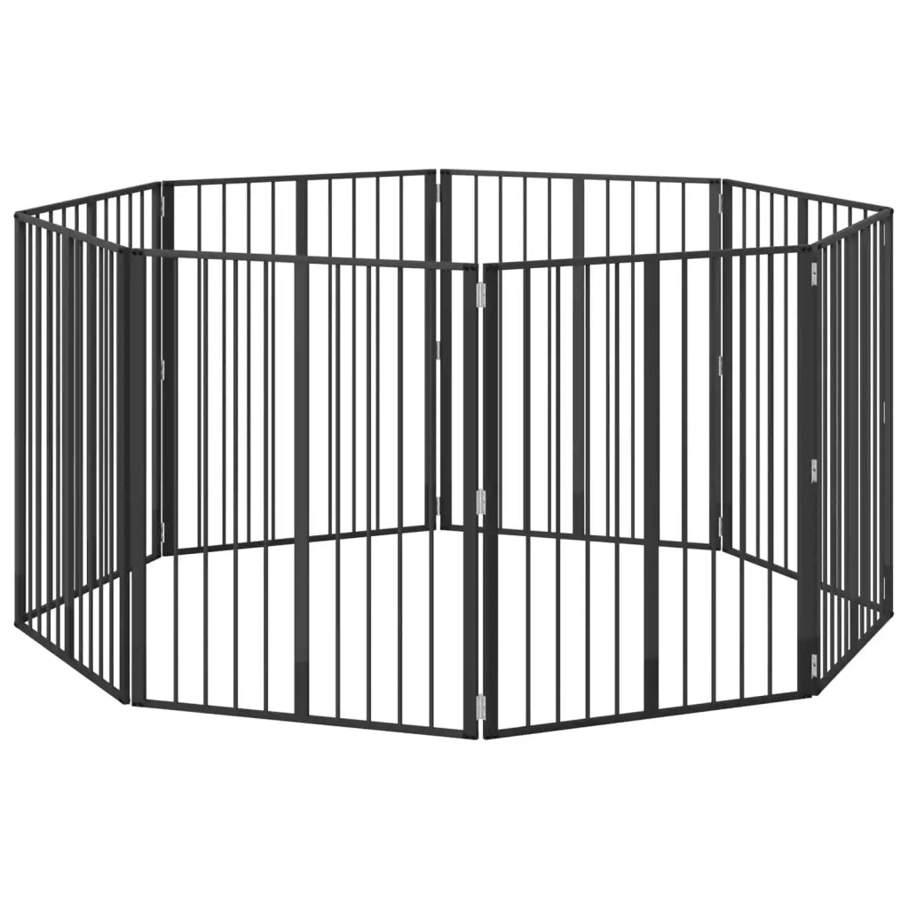 Cancello per cani 8 pcs Nero 80 x 100 cm Acciaio zincato 892004