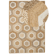 Tappeto corridoio in iuta beige intrecciato a mano con motivo geometrico 160 x 230 cm ingresso stile boho rustico