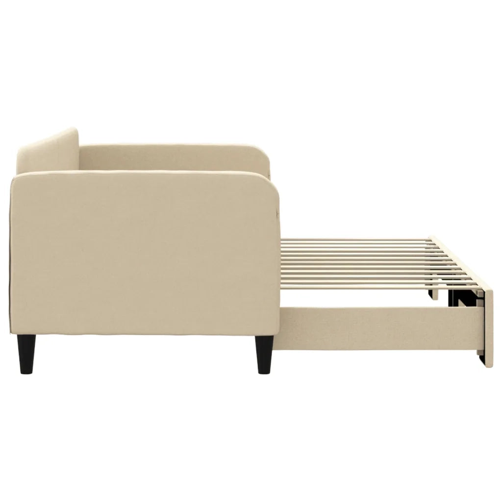 Divano Letto con Letto Estraibile Crema 80x200 cm Tessuto