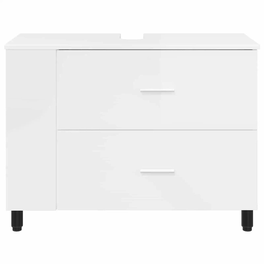 Mobiletto da bagno Bianco Lucido 80 x 35 x 60 cm 889389