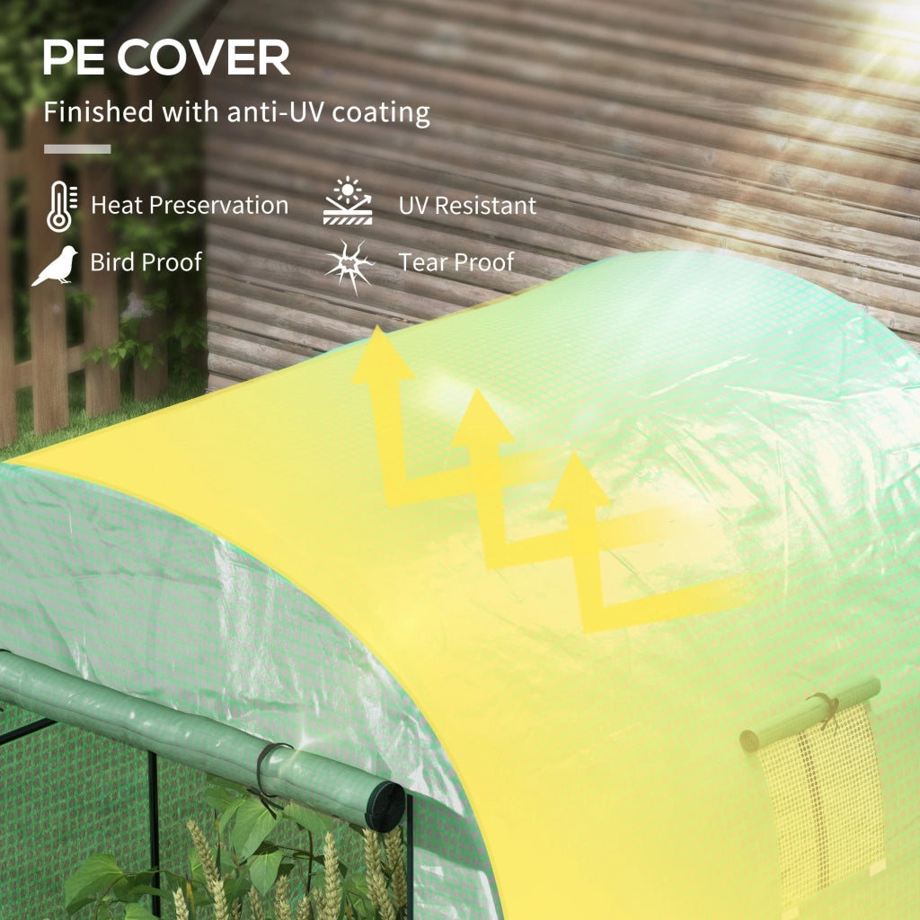 Serra a Tunnel per Orto con Porte Avvolgibili e Finestre 1,8x1,8x2m in Acciaio e PE Anti UV  Verde