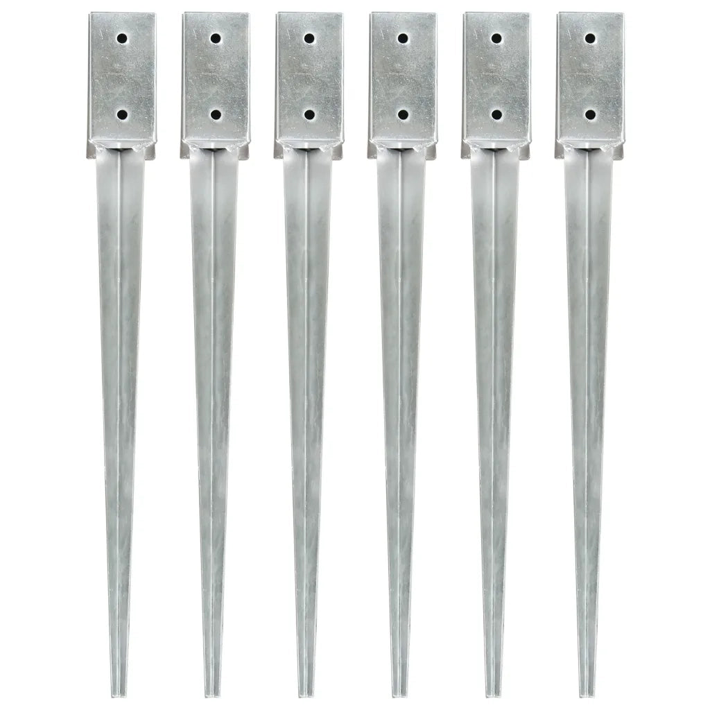 Picchetti di Terra 6 pz Argento 7x7x75 cm in Acciaio Zincatocod mxl 128556
