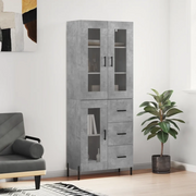 Credenza-Buffet-Armadio da cucina Grigio Cemento 69,5x34x180 cm in Legno Multistrato 128322