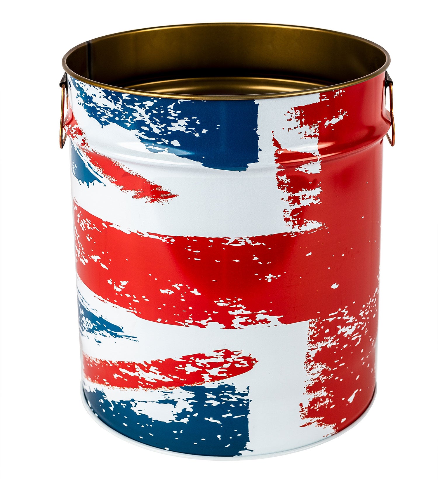 Porta Legna o Pellet Contenitore Senza Coperchio Ø39x42 cm in Ferro Verniciato Big English Blu e Rosso