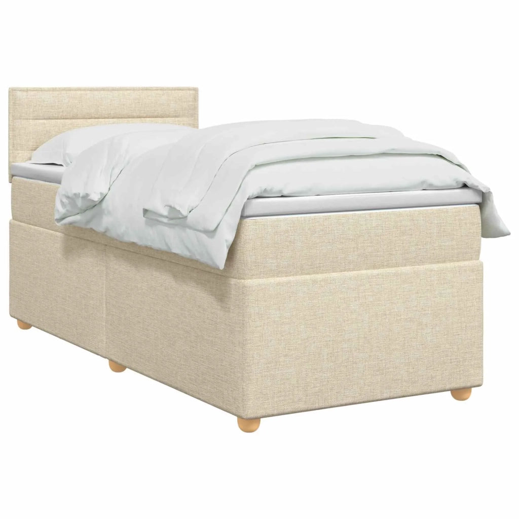 Letto box spring con materasso Crema 80 x 200 cm Tessuto 3450823