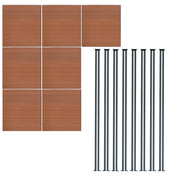 Pannelli Recinzione x7 + 8 Pali Alluminio LED Marrone Doghe PVC 185cm