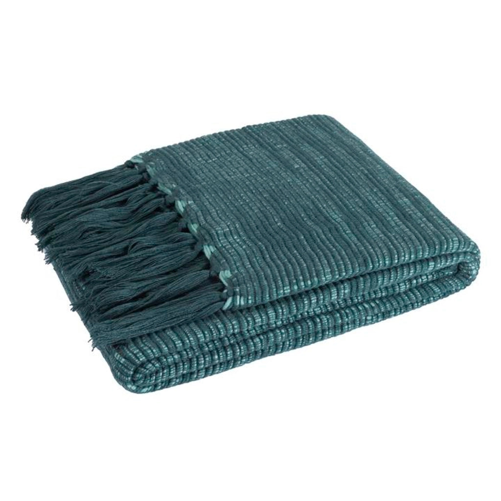Coperta a quadri blu-verde con frange 130x170cm ANEVIK