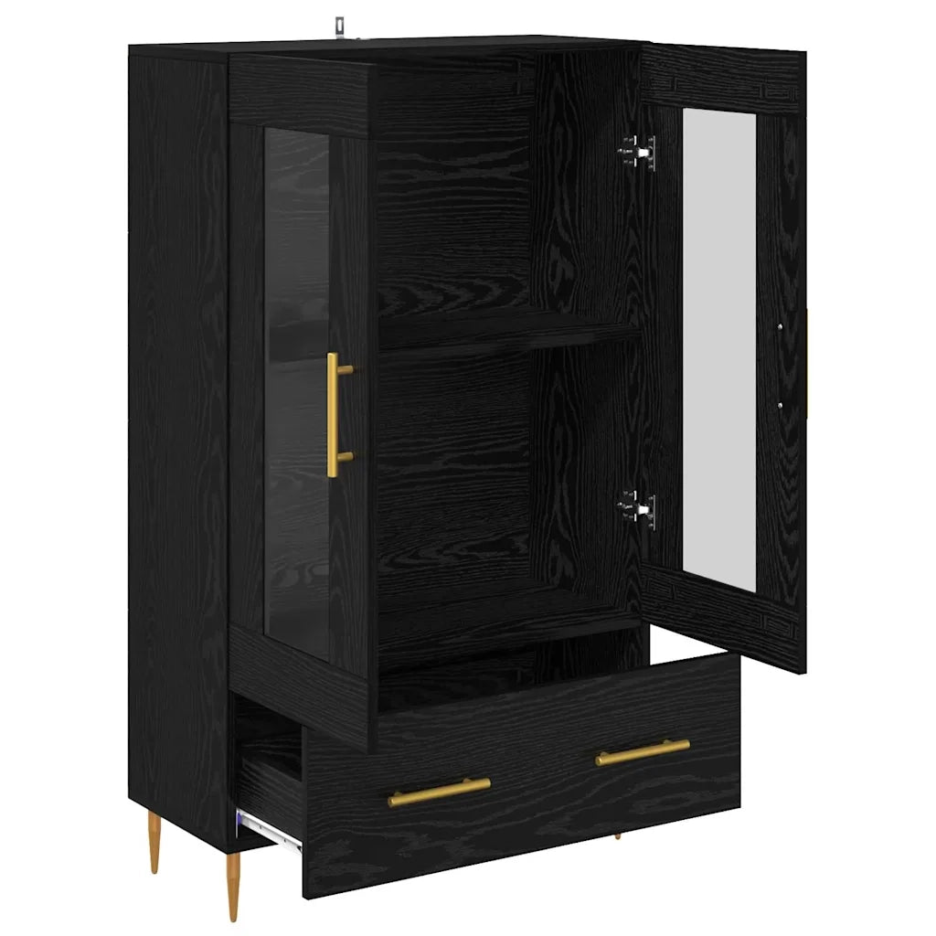 Credenza con Cassetto-Buffet-Armadio da cucina Rovere Nero 69,5 x 31 x 115 cm