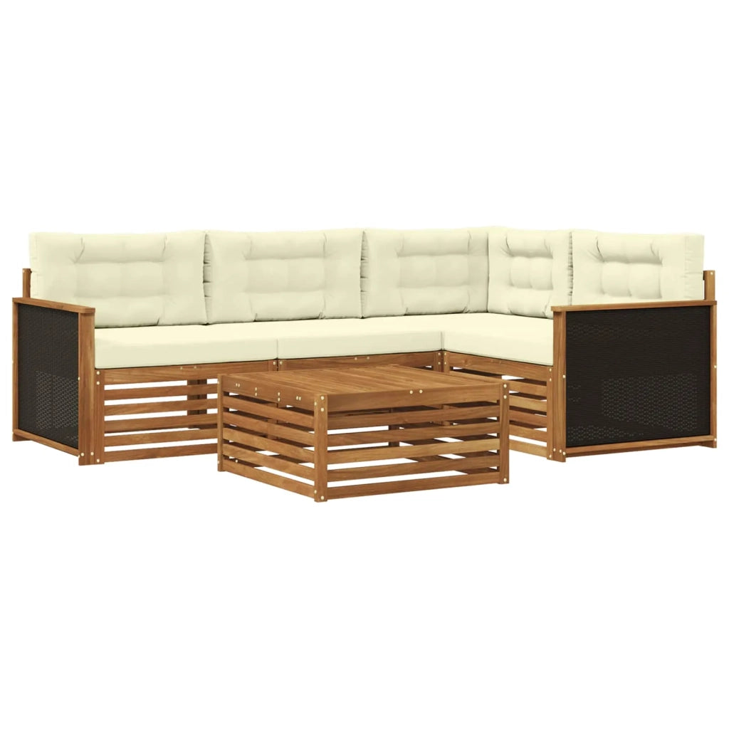 Set di divani da esterno 5 pcs Naturale e Crema 79 x 79 x 37 cm