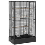 Gabbia per Uccelli 61x36.5x98 cm con Vassoio Estraibile e Posatoi Voliera per Pappagalli Nero