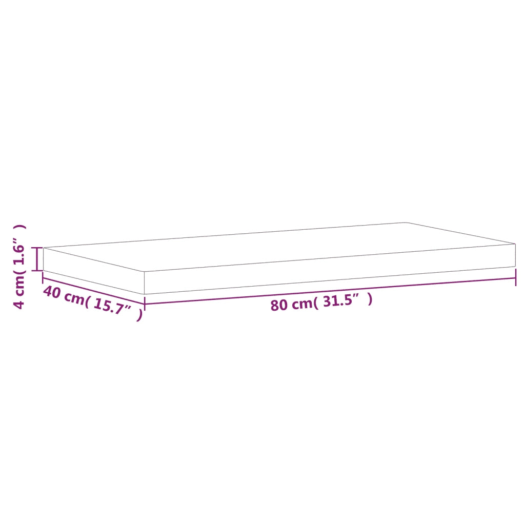 Piano Bagno 80x40x4 cm Legno Massello di Faggio CFW7601433