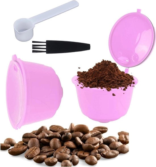 Capsule set in acciaio inossidabile riutilizzabile per Dolce Gusto (blu, 3 capsule, 1 cucchiaio, 1 spazzola) - Bicchiere per filtro del caffè con capsule riutilizzabili.