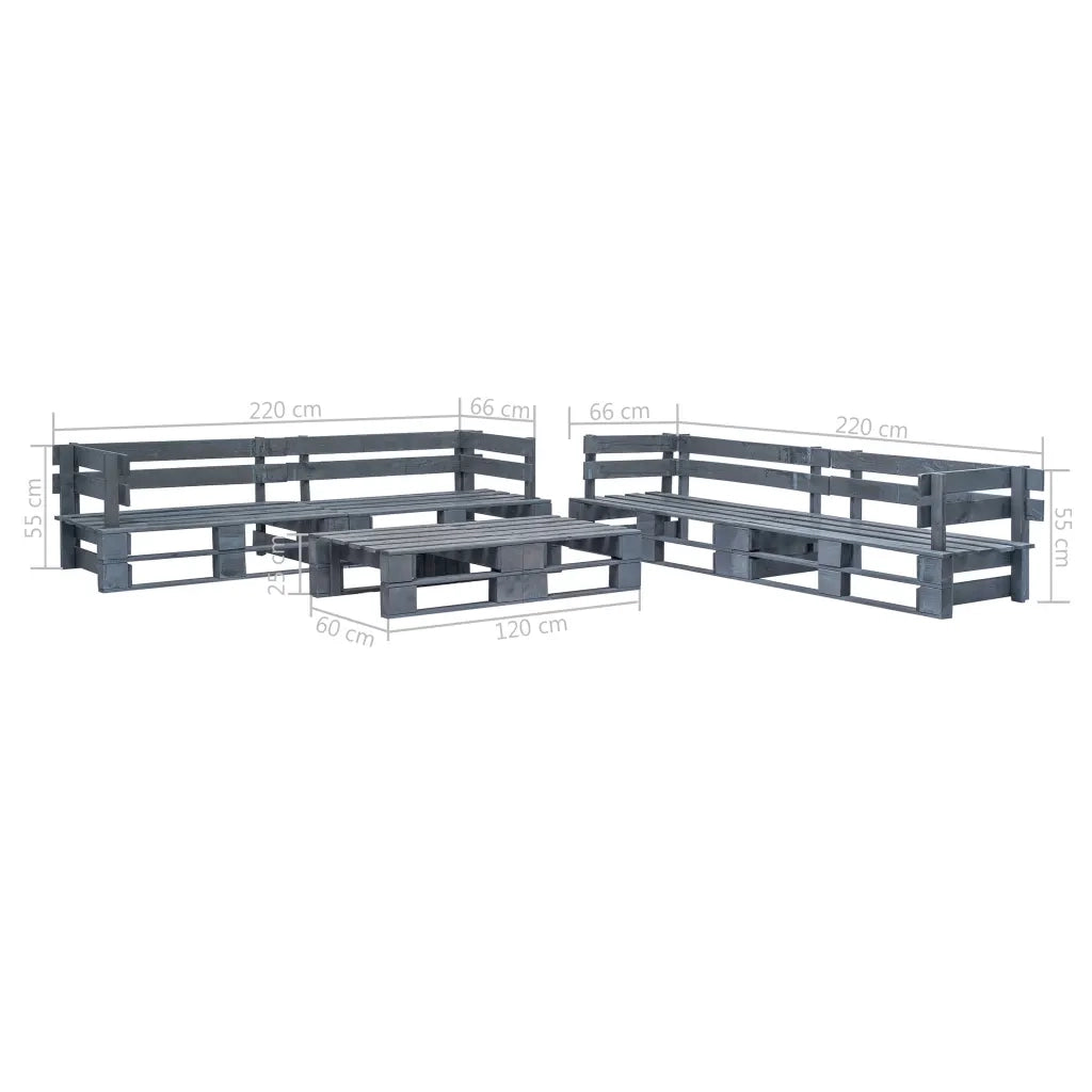 Set Mobili da Giardino 6 pz Pallet Legno Grigio 276322